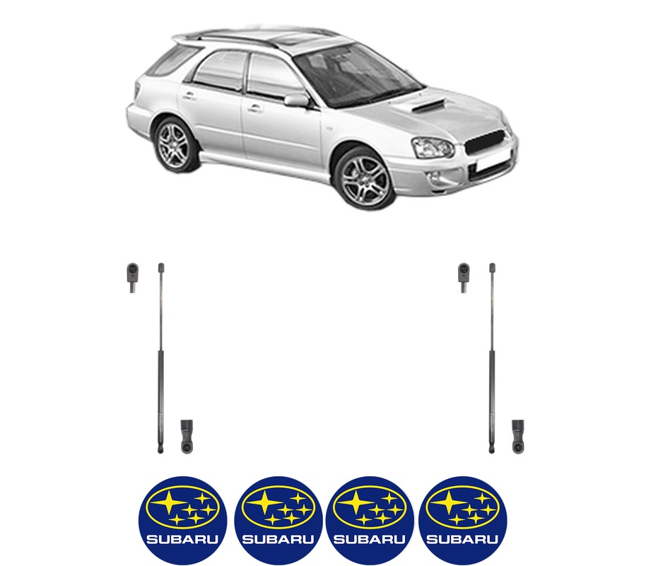 Set amortizoare portbagaj haion pentru SUBARU IMPREZA Estate (GG) din 2000-2008, 2 bucati, KROSNO, 4 stickere auto SUBARU