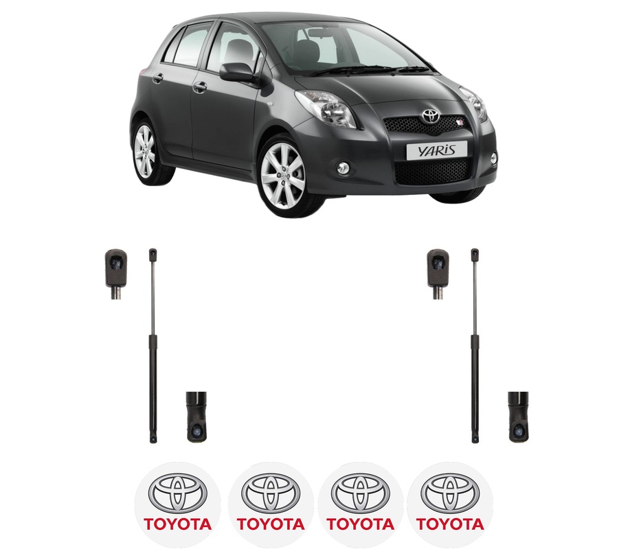 Set amortizoare portbagaj haion pentru TOYOTA YARIS (_P9_) din 2005-2014, 2 bucati, MAGNUM TECHNOLOGY, 4 stickere auto TOYOTA