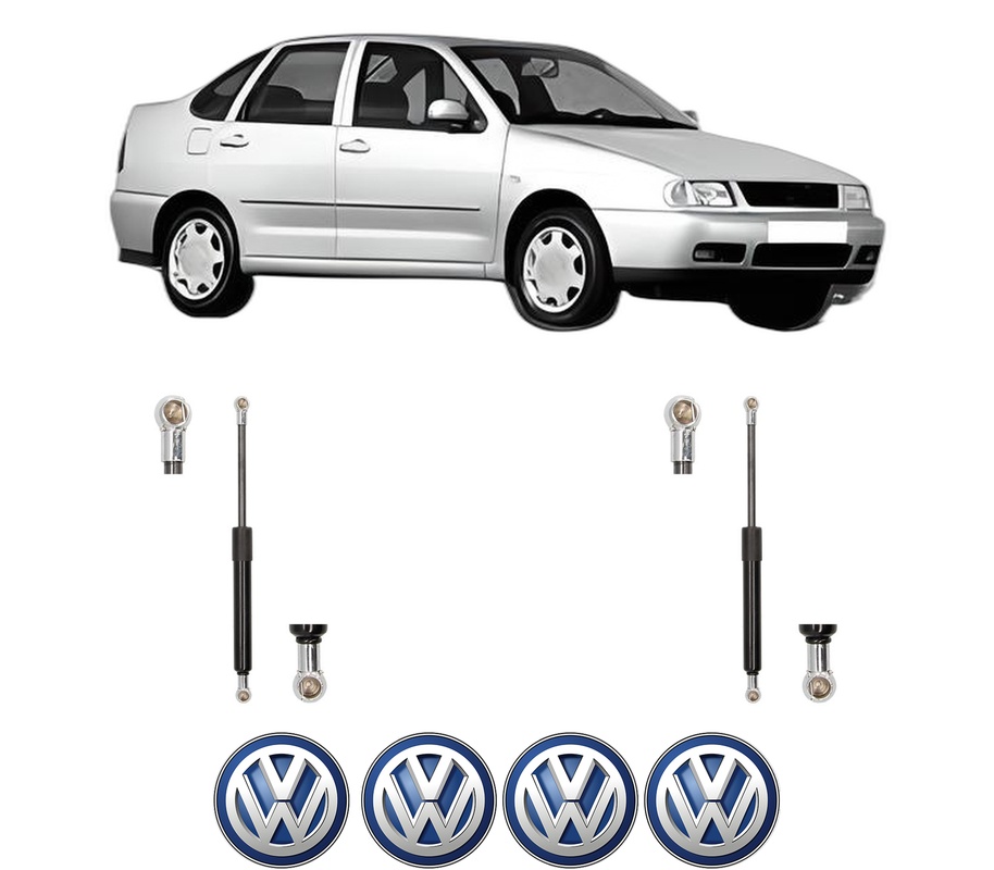 Set amortizoare portbagaj haion pentru VW POLO III CLASSIC (6V2) din 1996-2002, 2 bucati, MAGNUM TECHNOLOGY, 4 stickere auto VW