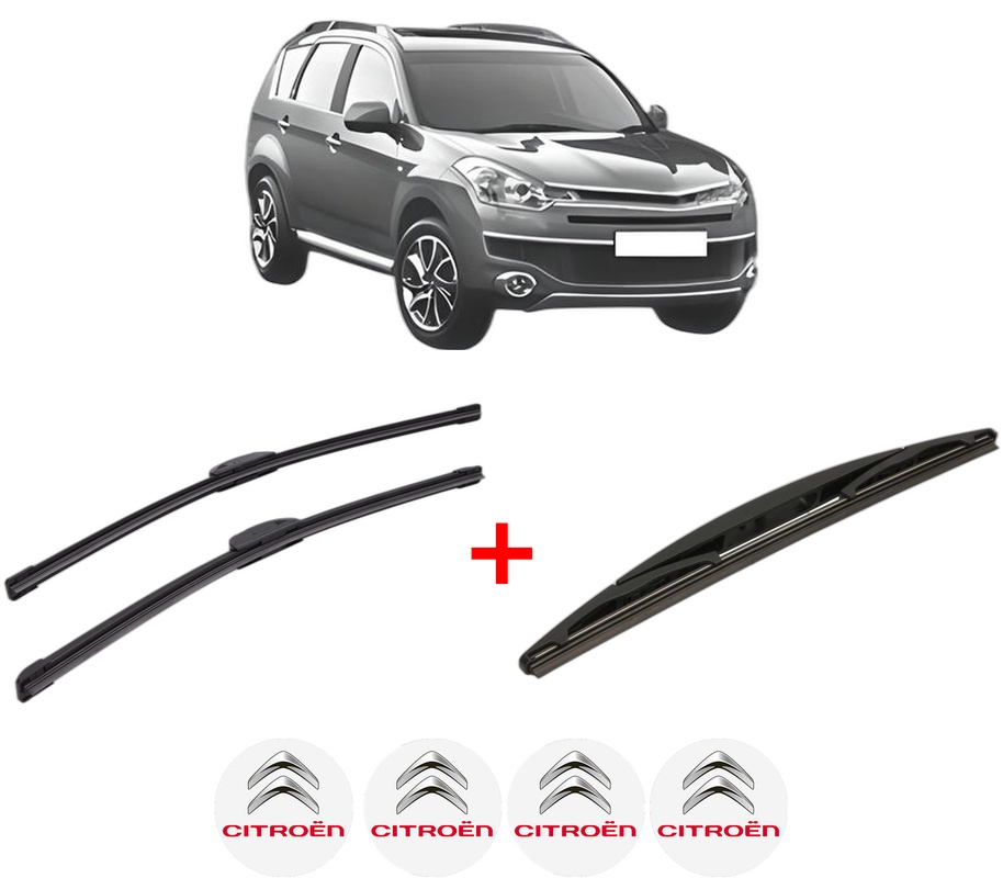 Set 3 stergatoare CITROEN C-CROSSER ENTERPRISE (VU_, VV_) din 2009, pentru parbriz si luneta fata si spate auto, Bosch Twin, din cauciuc siliconat rezistent, 4 Stickere Auto CITROEN