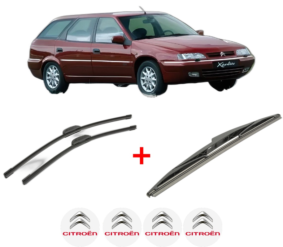 Set 3 stergatoare CITROEN XANTIA Estate Van (X2_) din 1997 - 2003, pentru parbriz si luneta fata si spate auto, Bosch Twin, din cauciuc siliconat rezistent, 4 Stickere Auto CITROEN