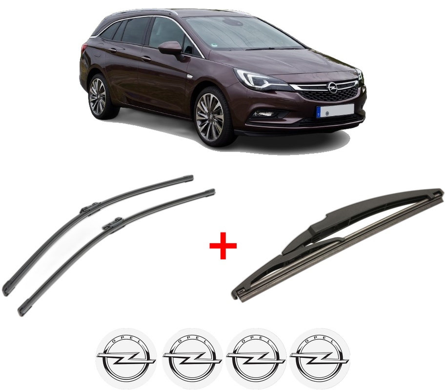 Set 3 stergatoare OPEL ASTRA K Estate Van din 2018, pentru parbriz si luneta fata si spate auto, Bosch Twin, din cauciuc siliconat rezistent, 4 Stickere Auto OPEL