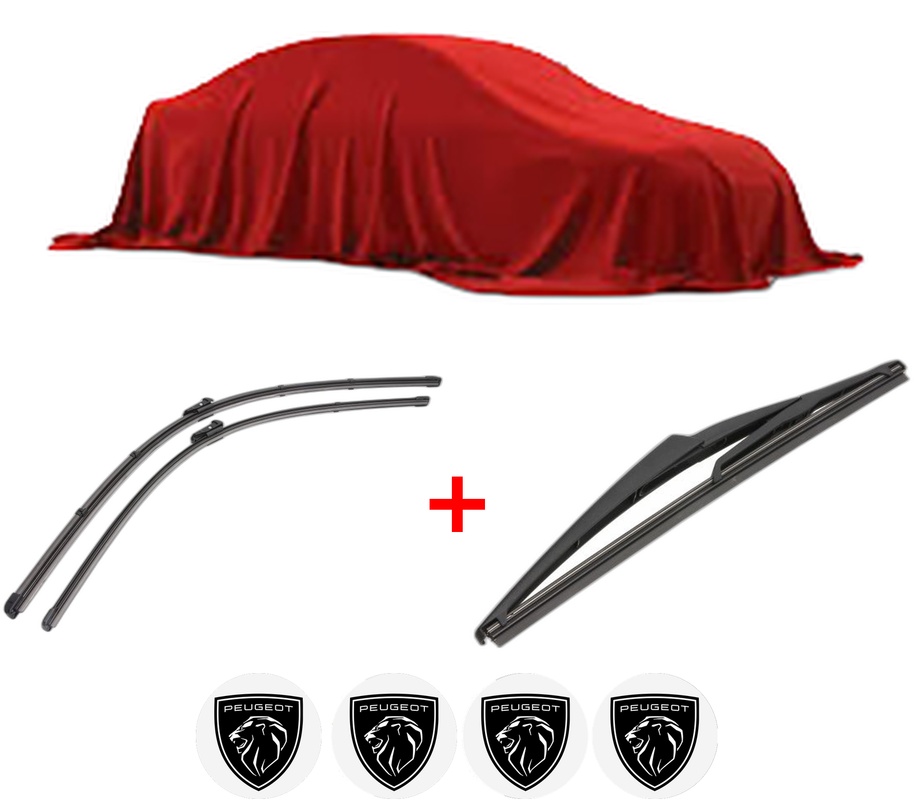 Set 3 stergatoare PEUGEOT 3008 I MPV (0U_) din 2009 - 2016, pentru parbriz si luneta fata si spate auto, Valeo Silencio, din cauciuc siliconat rezistent, 4 Stickere Auto PEUGEOT