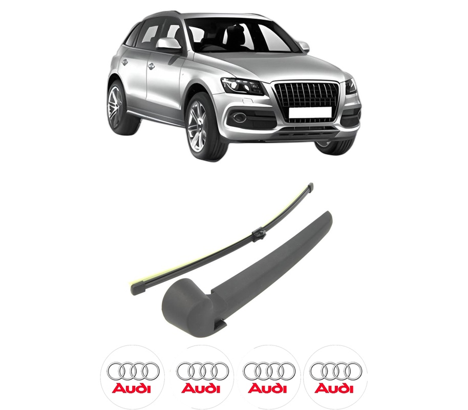 Set brat stergator spate cu lamela pentru AUDI Q5 (8RB) din 2008-2017, pentru spate, din cauciuc siliconat rezistent, Cri-Flo, 4 stickere auto AUDI