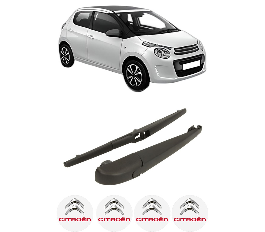Set brat stergator spate cu lamela pentru CITROEN C1 II (PA_, PS_) din 2014-2021, pentru spate, din cauciuc siliconat rezistent, Cri-Flo, 4 stickere auto CITROEN