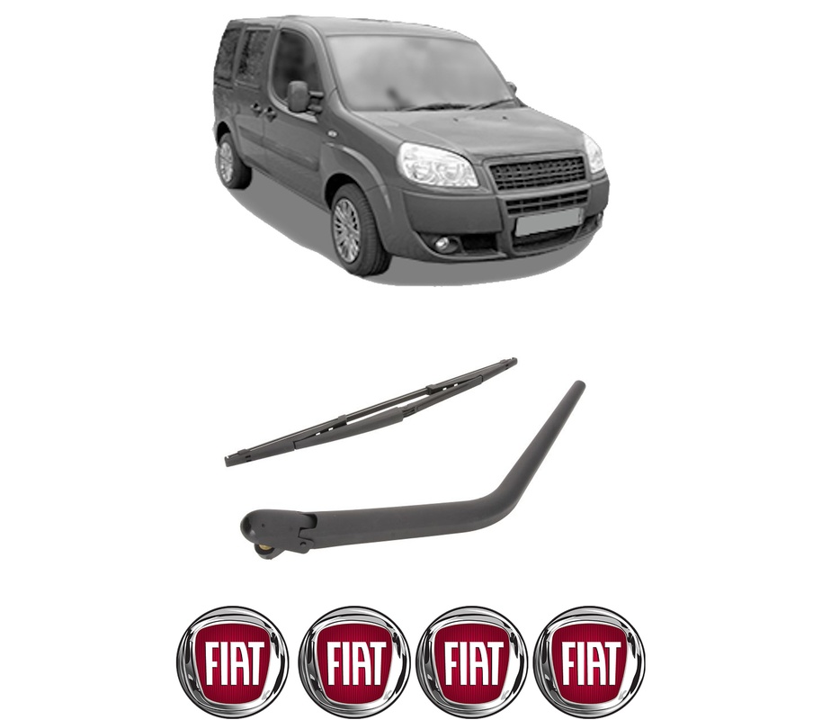 Set brat stergator spate cu lamela pentru FIAT DOBLO MPV (119_, 223_) din 2001-2005, pentru spate, din cauciuc siliconat rezistent, Cri-Flo, 4 stickere auto FIAT