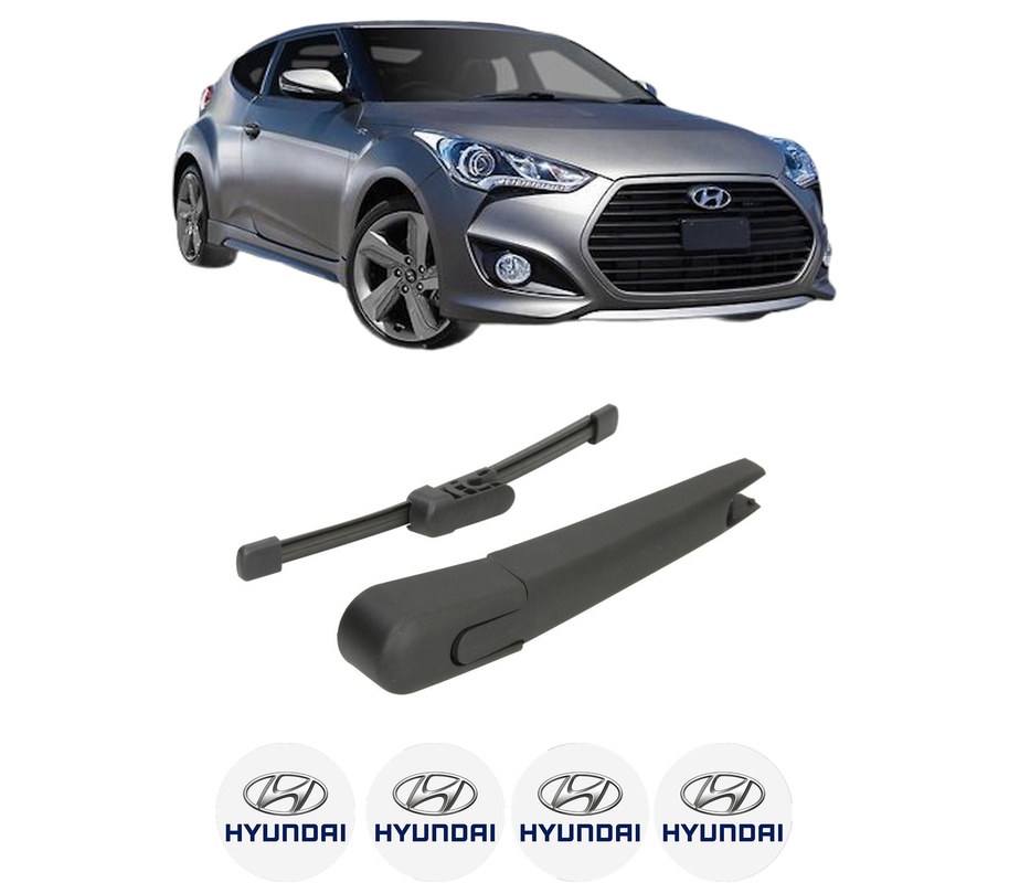 Set brat stergator spate cu lamela pentru HYUNDAI VELOSTER (FS) din 2011-2017, pentru spate, din cauciuc siliconat rezistent, Cri-Flo, 4 stickere auto HYUNDAI