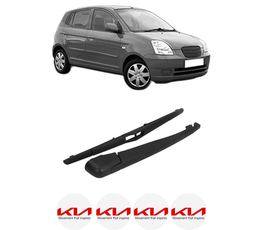 Set brat stergator spate cu lamela pentru KIA PICANTO I (SA) din 2004-2011, pentru spate, din cauciuc siliconat rezistent, Cri-Flo, 4 stickere auto KIA