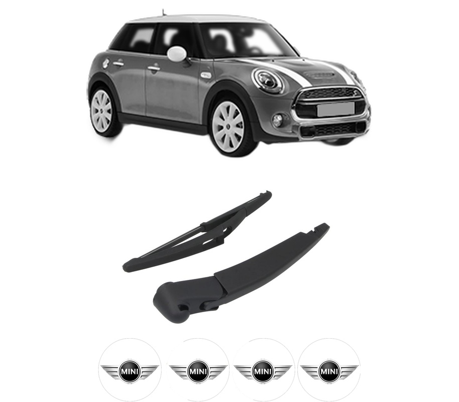 Set brat stergator spate cu lamela pentru MINI MINI (F55) din 2013-2020, pentru spate, din cauciuc siliconat rezistent, Cri-Flo, 4 stickere auto MINI