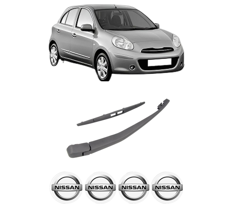 Set brat stergator spate cu lamela pentru NISSAN MICRA IV (K13K, K13KK) din 2010-2015, pentru spate, din cauciuc siliconat rezistent, Cri-Flo, 4 stickere auto NISSAN