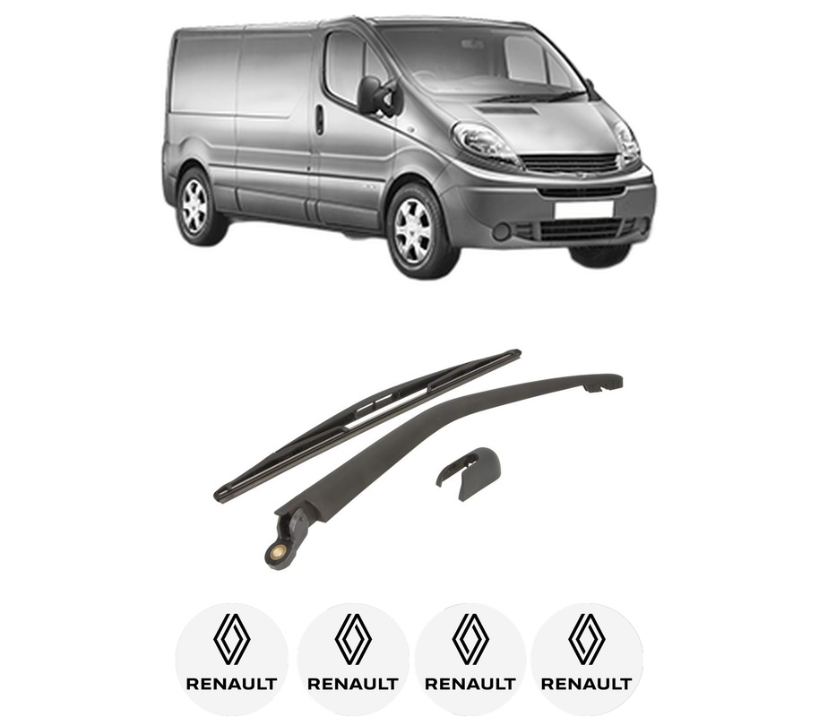 Set brat stergator spate cu lamela pentru RENAULT TRAFIC II Van (FL) din 2001-2006, pentru spate, din cauciuc siliconat rezistent, Cri-Flo, 4 stickere auto RENAULT