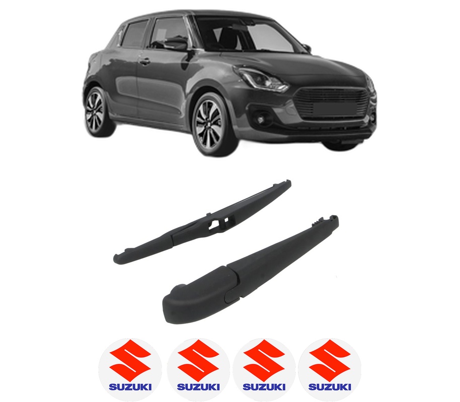 Set brat stergator spate cu lamela pentru SUZUKI SWIFT V (AZ) din 2017, pentru spate, din cauciuc siliconat rezistent, Cri-Flo, 4 stickere auto SUZUKI