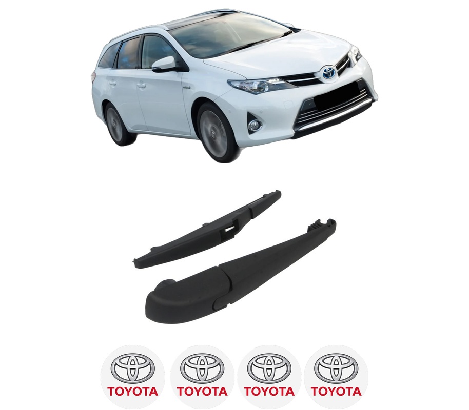 Set brat stergator spate cu lamela pentru TOYOTA AURIS Estate (_E18_) din 2013-2018, pentru spate, din cauciuc siliconat rezistent, Cri-Flo, 4 stickere auto TOYOTA