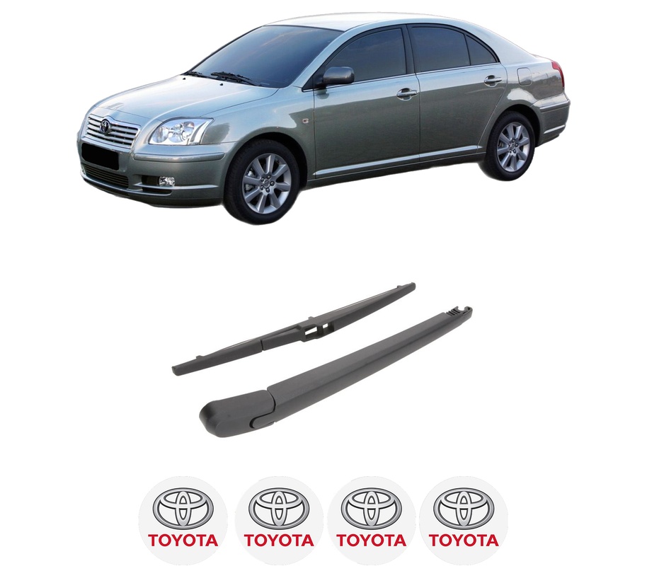 Set brat stergator spate cu lamela pentru TOYOTA AVENSIS (_T25_) din 2003-2008, pentru spate, din cauciuc siliconat rezistent, Cri-Flo, 4 stickere auto TOYOTA