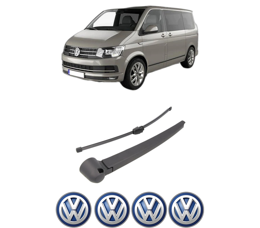 Set brat stergator spate cu lamela pentru VW MULTIVAN T5 (7HM, 7HN, 7HF, 7EF, 7EM, 7EN) din 2006-2015, pentru spate, din cauciuc siliconat rezistent, Cri-Flo, 4 stickere auto VW