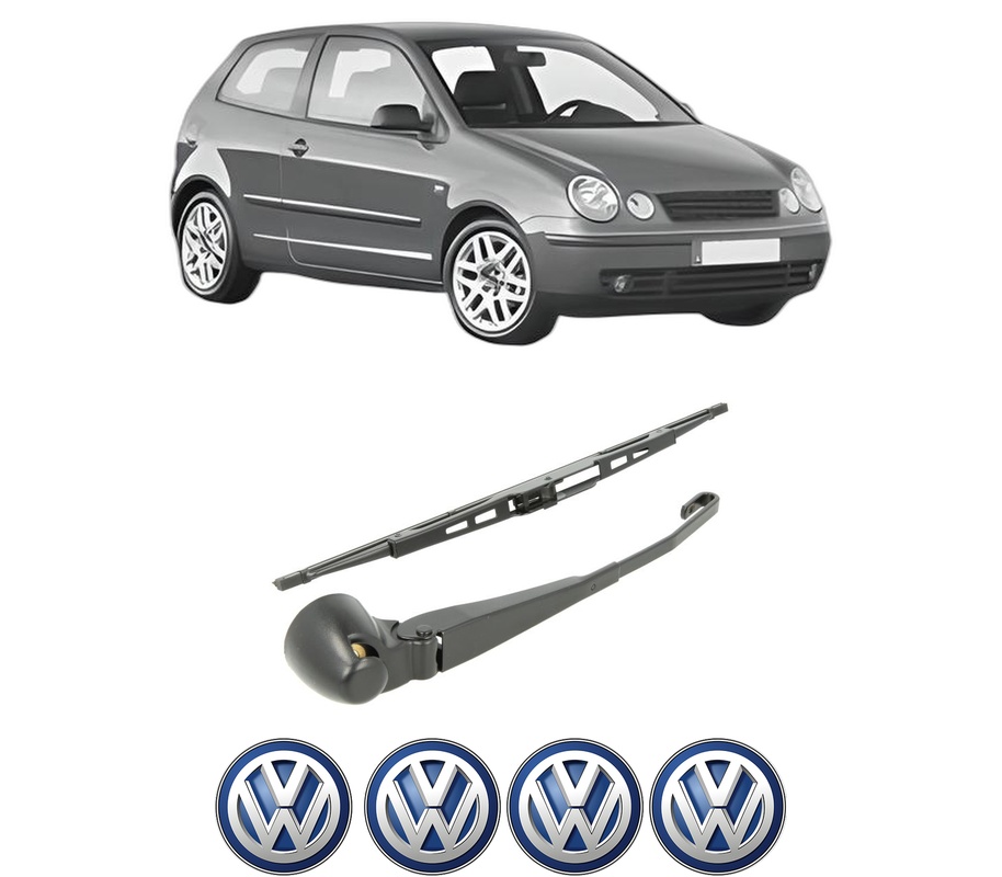 Set brat stergator spate cu lamela pentru VW POLO IV (9N_, 9A_) din 2001-2009, pentru spate, din cauciuc siliconat rezistent, Cri-Flo, 4 stickere auto VW
