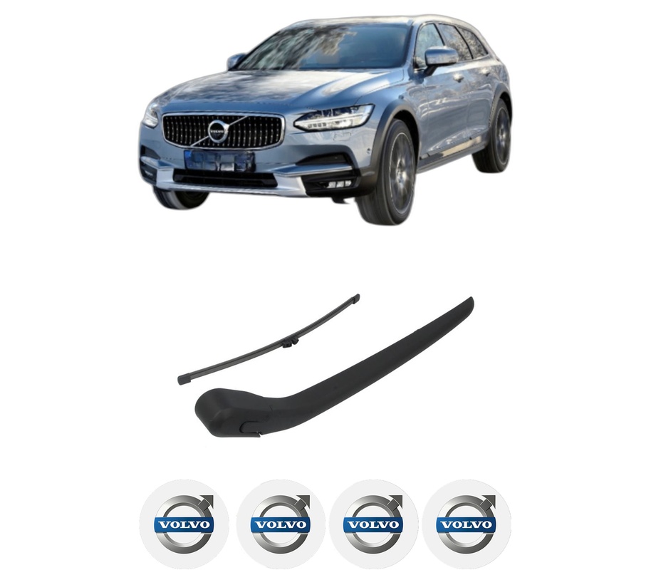 Set brat stergator spate cu lamela pentru VOLVO V90 II Cross Country (236) din 2017, pentru spate, din cauciuc siliconat rezistent, Cri-Flo, 4 stickere auto VOLVO