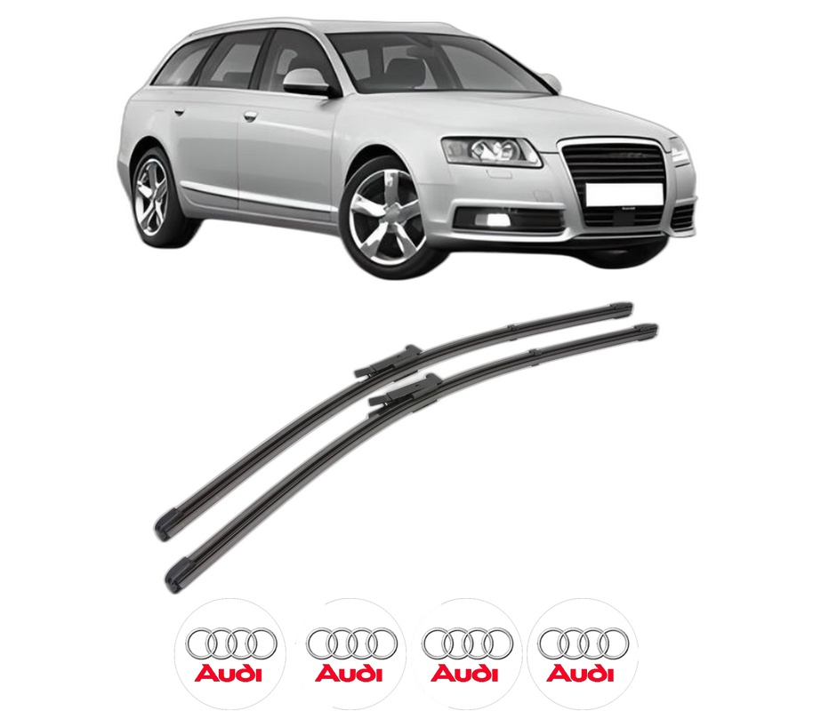Set stergatoare auto AUDI A6 Allroad C6 (4FH) din 2006-2011, pentru parbriz auto, 2 bucati, Valeo Silencio Xtrm, din cauciuc siliconat rezistent, 4 Stickere Auto AUDI