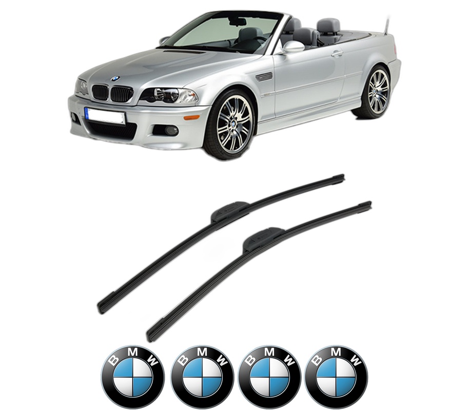 Set stergatoare auto BMW Seria 3 Convertible (E46) din 2000-2006, pentru parbriz auto, 2 bucati, Bosch Aerotwin Retrofit, din cauciuc siliconat rezistent, 4 Stickere Auto BMW Seria