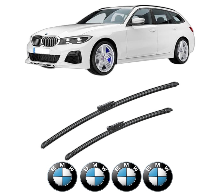 Set stergatoare auto BMW Seria 3 Touring Van (G21) din 2019-2022, pentru parbriz auto, 2 bucati, Bosch Aerotwin, din cauciuc siliconat rezistent, 4 Stickere Auto BMW Seria