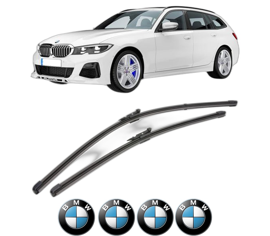 Set stergatoare auto BMW Seria 3 Touring Van (G21) din 2019-2022, pentru parbriz auto, 2 bucati, Valeo Silencio Xtrm, din cauciuc siliconat rezistent, 4 Stickere Auto BMW Seria