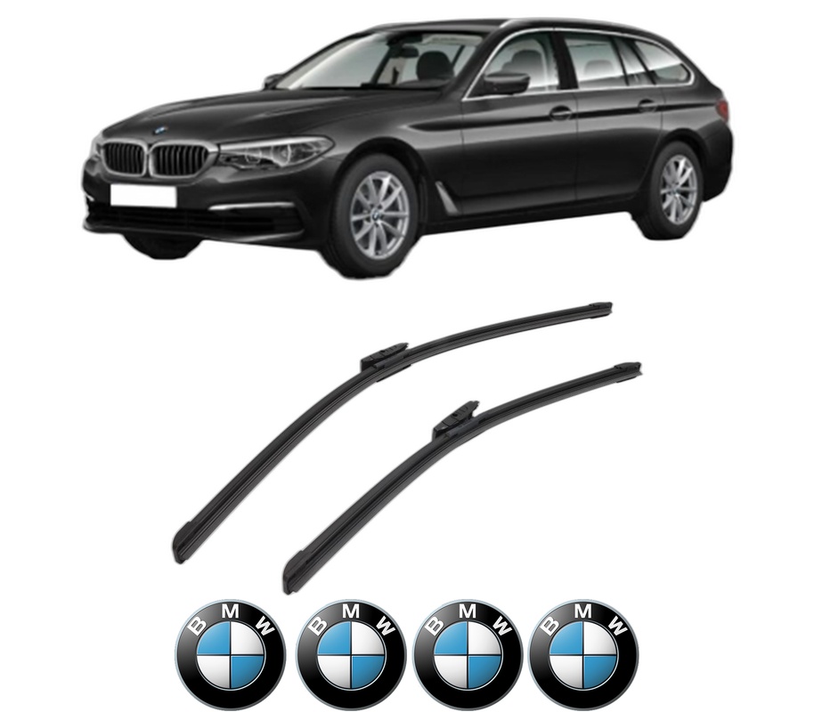 Set stergatoare auto BMW Seria 5 Touring (G31) din 2017-2022, pentru parbriz auto, 2 bucati, Bosch Aerotwin Multi, din cauciuc siliconat rezistent, 4 Stickere Auto BMW Seria