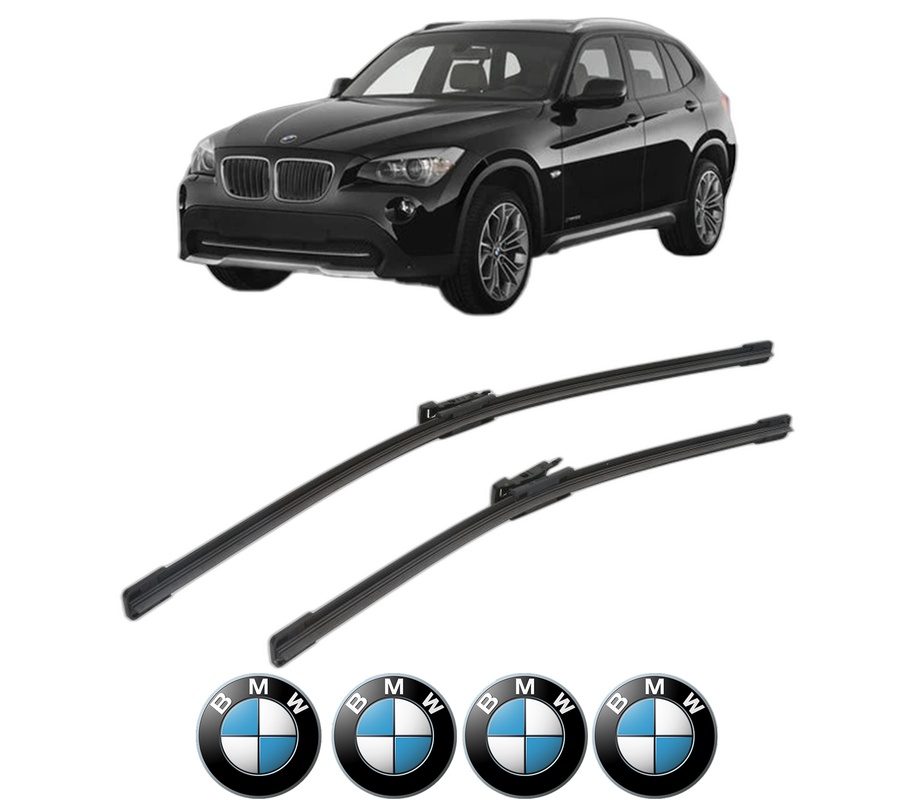 Set stergatoare auto BMW Seria X1 (E84) din 2009-2015, pentru parbriz auto, 2 bucati, Bosch Aerotwin, din cauciuc siliconat rezistent, 4 Stickere Auto BMW Seria