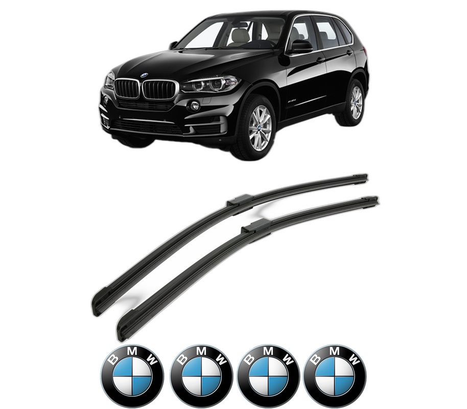 Set stergatoare auto BMW Seria X5 (F15, F85) din 2013-2018, pentru parbriz auto, 2 bucati, Bosch Aerotwin, din cauciuc siliconat rezistent, 4 Stickere Auto BMW Seria