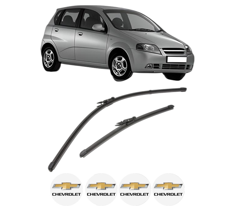 Set stergatoare auto CHEVROLET AVEO / KALOS Hatchback (T200) din 2003-2008, pentru parbriz auto, 2 bucati, Valeo Silencio Xtrm, din cauciuc siliconat rezistent, 4 Stickere Auto CHEVROLET