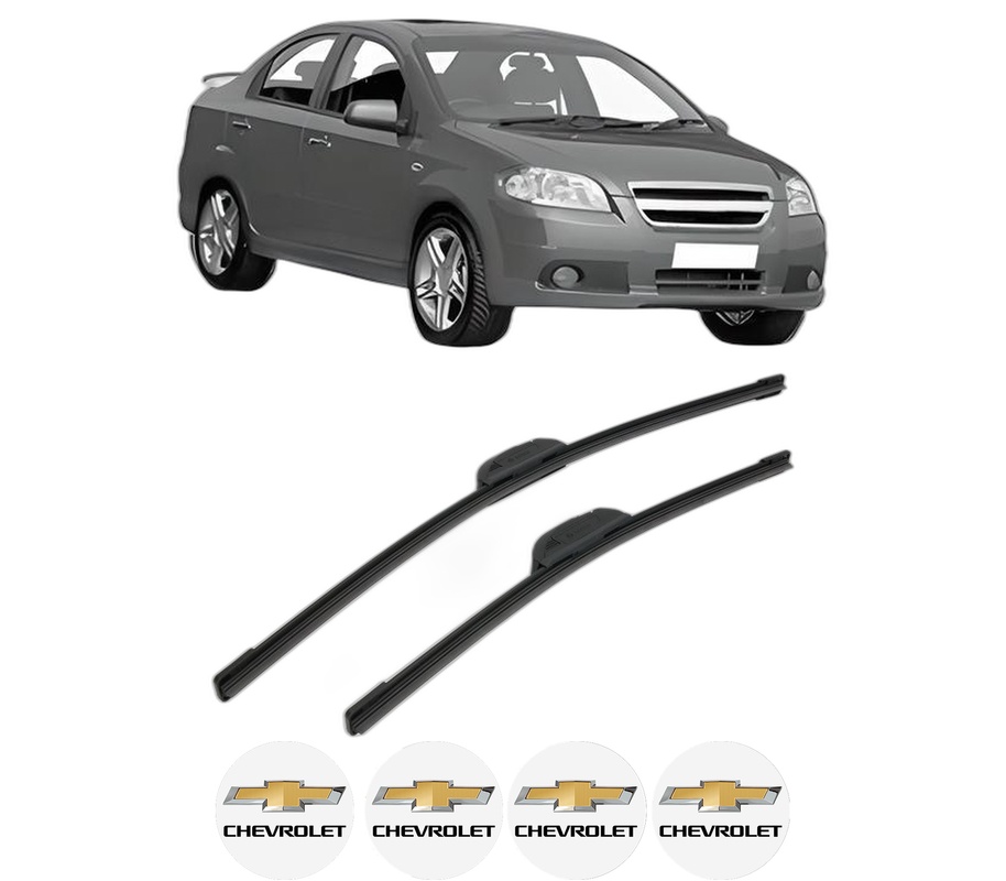 Set stergatoare auto CHEVROLET AVEO / KALOS Hatchback (T250, T255) din 2006-2012, pentru parbriz auto, 2 bucati, Bosch Aerotwin Retrofit, din cauciuc siliconat rezistent, 4 Stickere Auto CHEVROLET