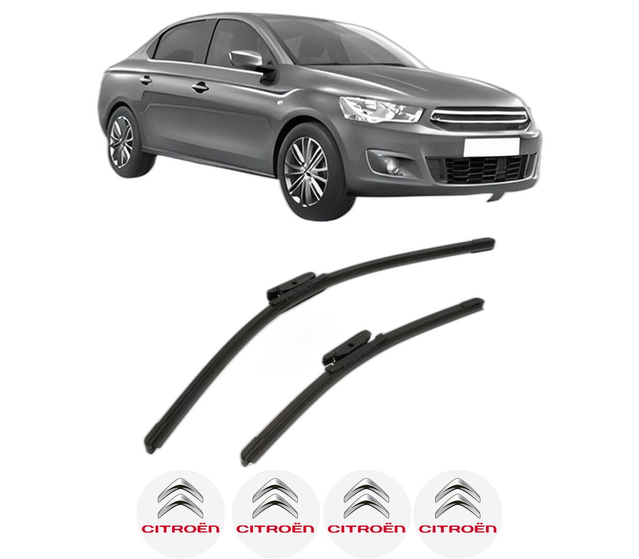 Set stergatoare auto CITROEN C-ELYSEE (DD_) din 2012-2018, pentru parbriz auto, 2 bucati, Bosch Aerotwin, din cauciuc siliconat rezistent, 4 Stickere Auto CITROEN