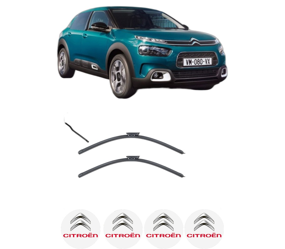 Set stergatoare auto CITROEN C4 CACTUS Van (0B_, 0P_) din 2019, pentru parbriz auto, 2 bucati, Valeo Silencio, din cauciuc siliconat rezistent, 4 Stickere Auto CITROEN