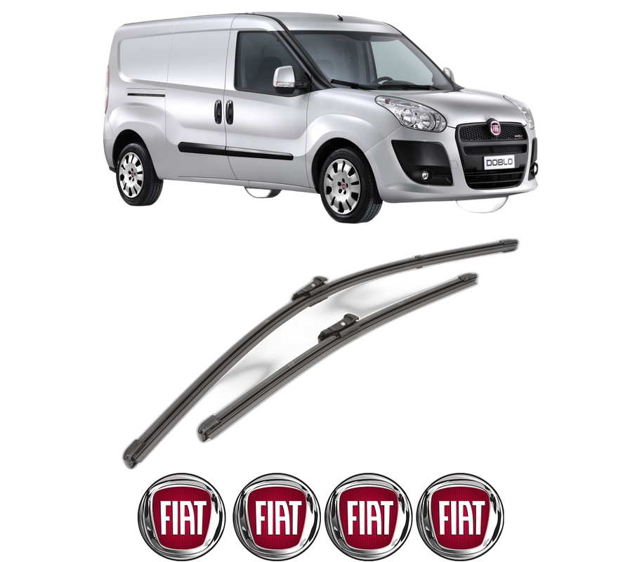 Set stergatoare auto FIAT DOBLO Bus (263_) din 2010-2023, pentru parbriz auto, 2 bucati, Valeo Silencio Xtrm, din cauciuc siliconat rezistent, 4 Stickere Auto FIAT
