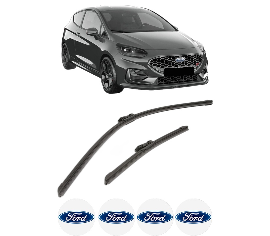 Set stergatoare auto FORD FIESTA VII (HJ, HF) din 2017-2022, pentru parbriz auto, 2 bucati, Bosch Aerotwin, din cauciuc siliconat rezistent, 4 Stickere Auto FORD
