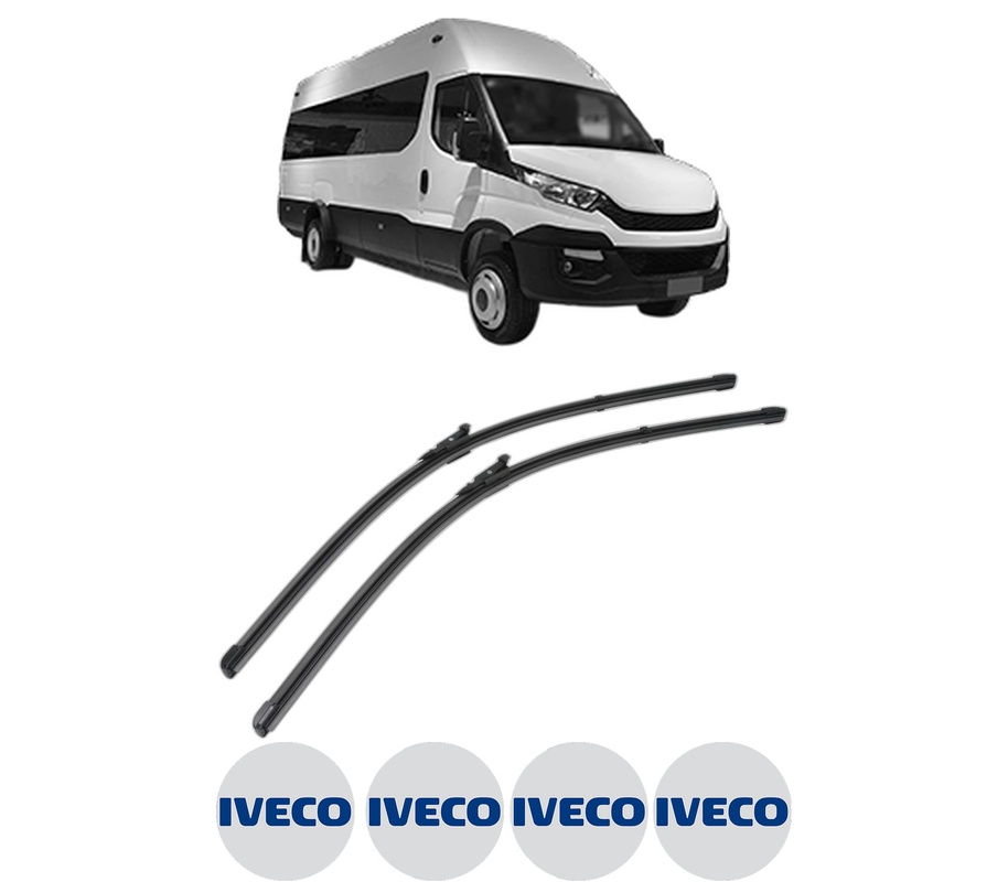 Set stergatoare auto IVECO DAILY VI Bus din 2014-2021, pentru parbriz auto, 2 bucati, Valeo Silencio Xtrm, din cauciuc siliconat rezistent, 4 Stickere Auto IVECO
