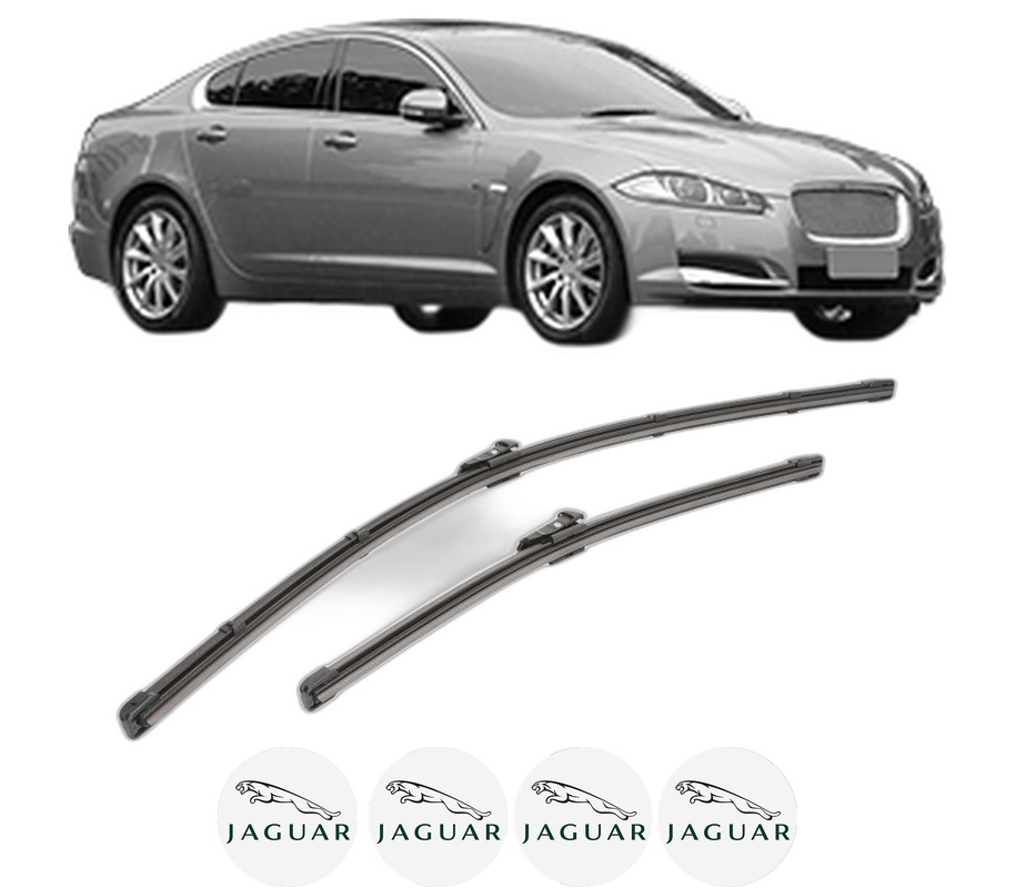 Set stergatoare auto JAGUAR XF II (X260) din 2015-2020, pentru parbriz auto, 2 bucati, Valeo Silencio, din cauciuc siliconat rezistent, 4 Stickere Auto JAGUAR