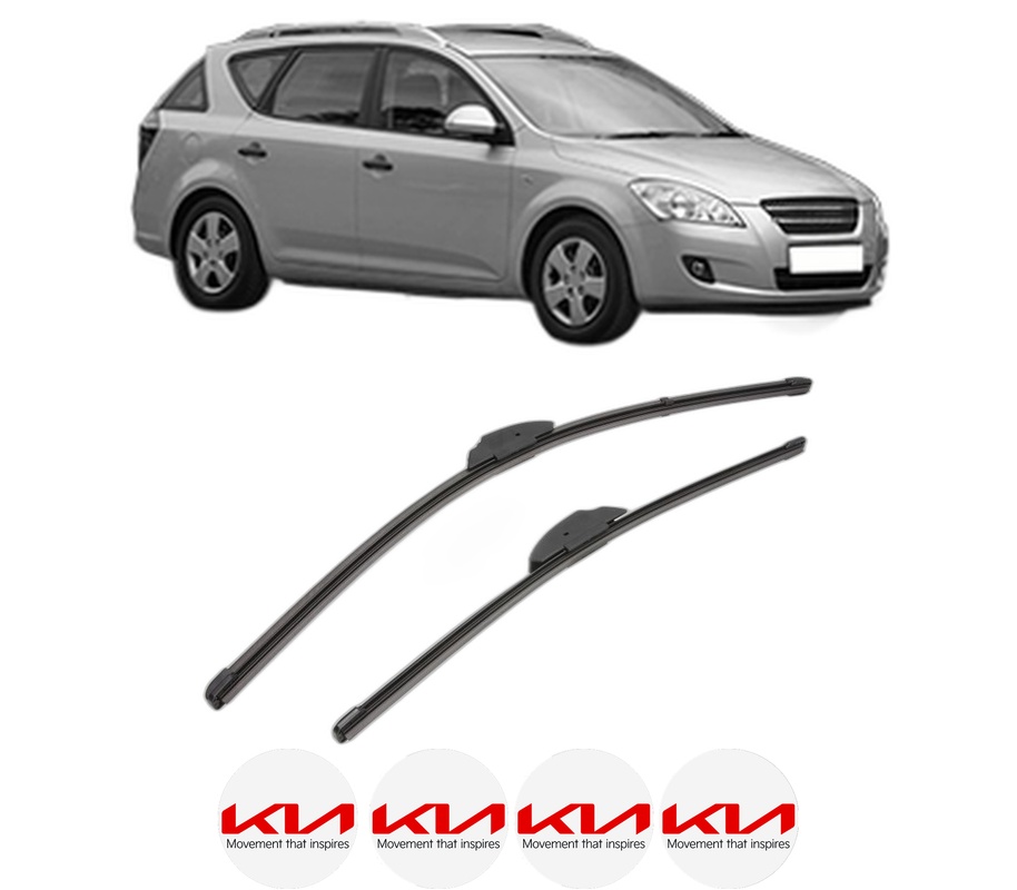 Set stergatoare auto KIA CEE'D SW (ED) din 2007-2012, pentru parbriz auto, 2 bucati, Valeo Silencio Xtrm, din cauciuc siliconat rezistent, 4 Stickere Auto KIA
