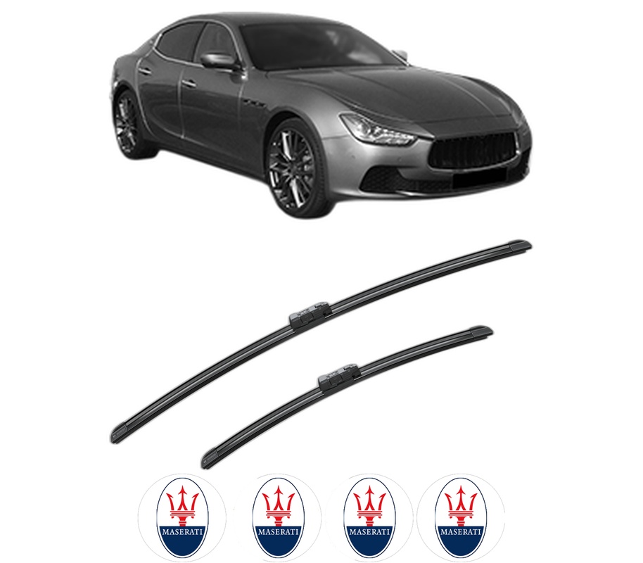 Set stergatoare auto MASERATI GHIBLI III (M157) din 2013-2017, pentru parbriz auto, 2 bucati, Bosch Aerotwin, din cauciuc siliconat rezistent, 4 Stickere Auto MASERATI