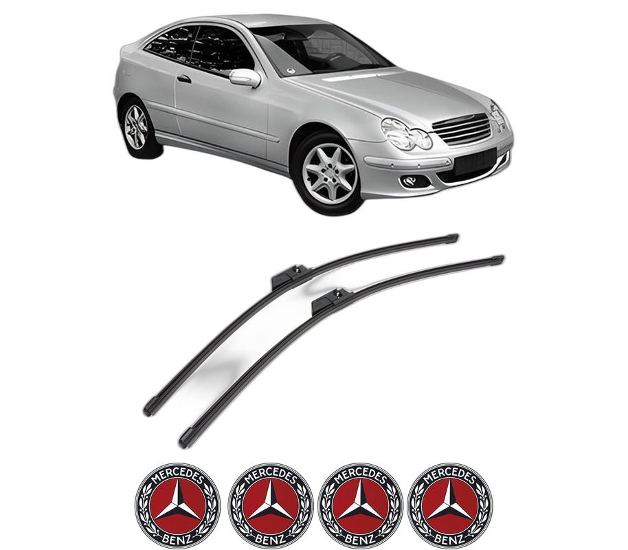 Set stergatoare auto MERCEDES-BENZ C-CLASS Coupe (CL203) din 2001-2008, pentru parbriz auto, 2 bucati, Valeo Silencio Xtrm, din cauciuc siliconat rezistent, 4 Stickere Auto MERCEDES-BENZ