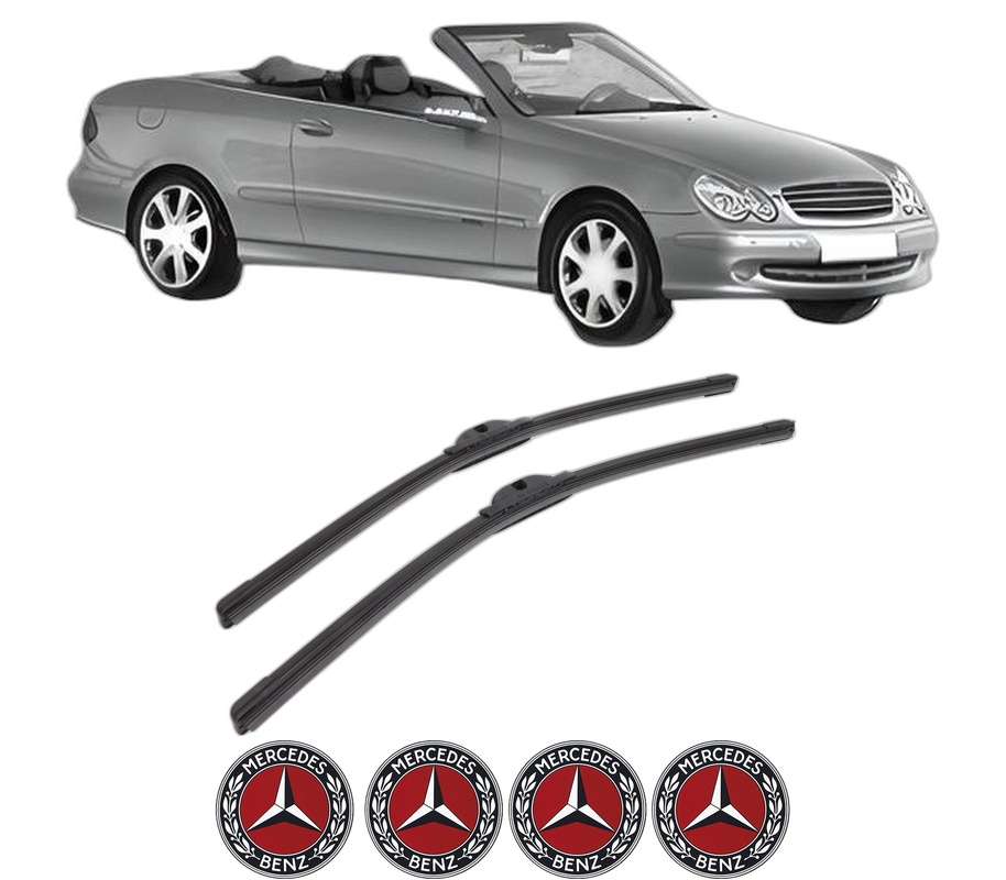 Set stergatoare auto MERCEDES-BENZ CLK Convertible (A209) din 2002-2010, pentru parbriz auto, 2 bucati, Bosch Aerotwin, din cauciuc siliconat rezistent, 4 Stickere Auto MERCEDES-BENZ