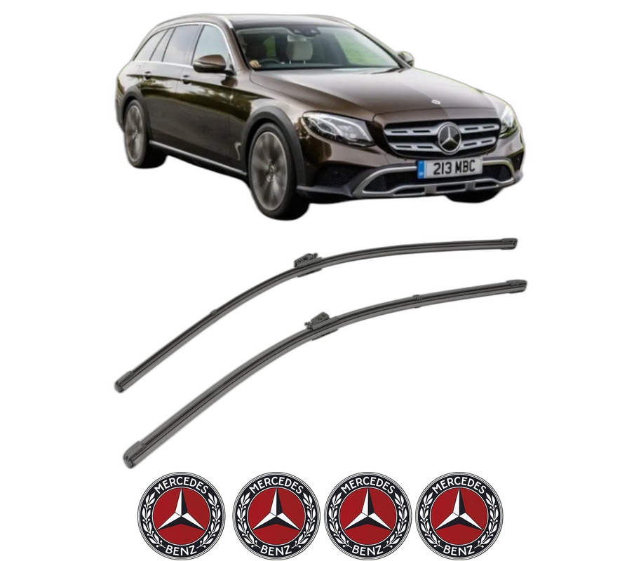 Set stergatoare auto MERCEDES-BENZ E-CLASS All-Terrain (S213) din 2017-2023, pentru parbriz auto, 2 bucati, Valeo Silencio, din cauciuc siliconat rezistent, 4 Stickere Auto MERCEDES-BENZ