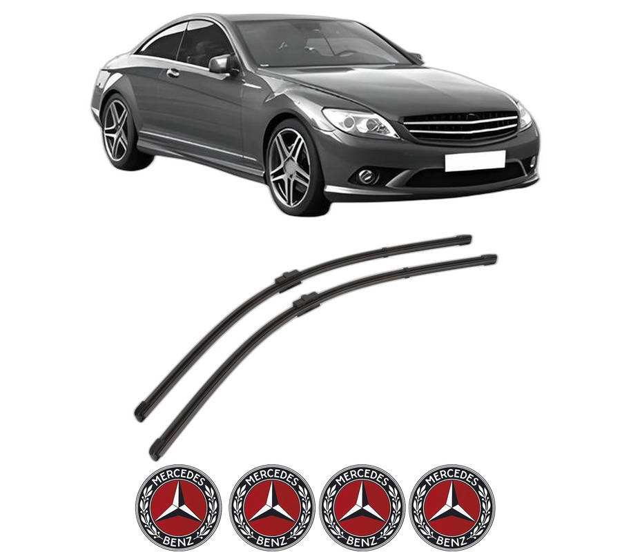 Set stergatoare auto MERCEDES-BENZ S-CLASS Coupe (C216) din 2006-2013, pentru parbriz auto, 2 bucati, Valeo Silencio, din cauciuc siliconat rezistent, 4 Stickere Auto MERCEDES-BENZ