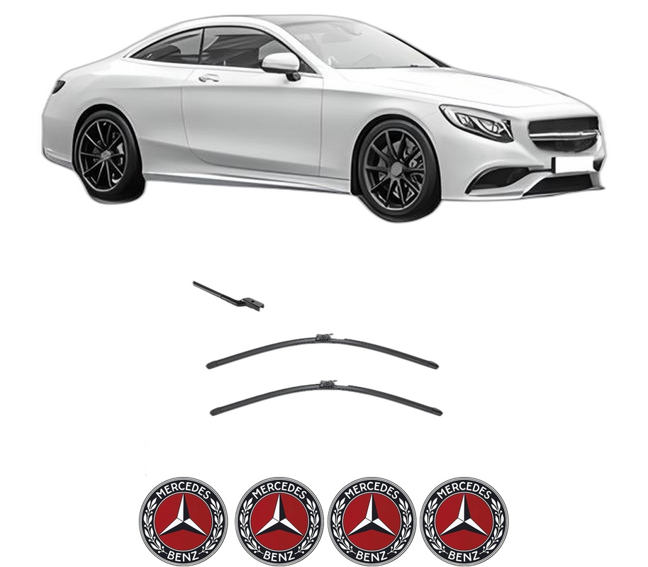 Set stergatoare auto MERCEDES-BENZ S-CLASS Coupe (C217) din 2014-2020, pentru parbriz auto, 2 bucati, Valeo AquaBlade, din cauciuc siliconat rezistent, 4 Stickere Auto MERCEDES-BENZ