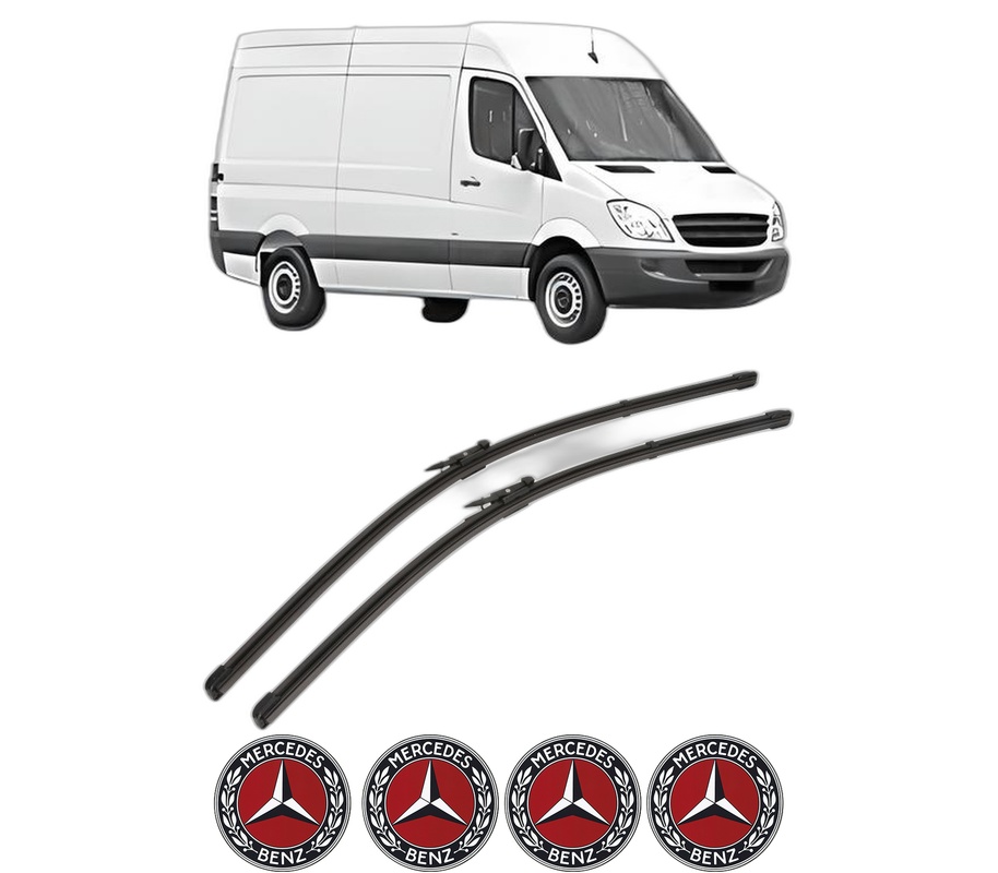 Set stergatoare auto MERCEDES-BENZ SPRINTER 3,5-t Van (B906) din 2006-2018, pentru parbriz auto, 2 bucati, Valeo Silencio Xtrm, din cauciuc siliconat rezistent, 4 Stickere Auto MERCEDES-BENZ