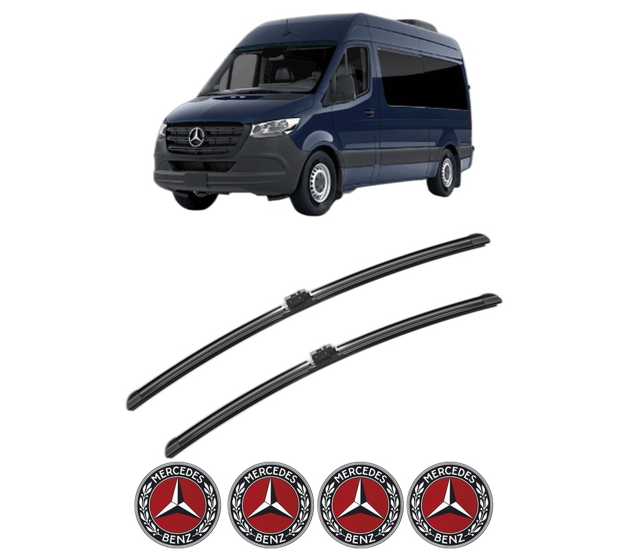 Set stergatoare auto MERCEDES-BENZ SPRINTER 3,5-t Van (B907, B910) din 2018-2025, pentru parbriz auto, 2 bucati, Bosch Aerotwin, din cauciuc siliconat rezistent, 4 Stickere Auto MERCEDES-BENZ