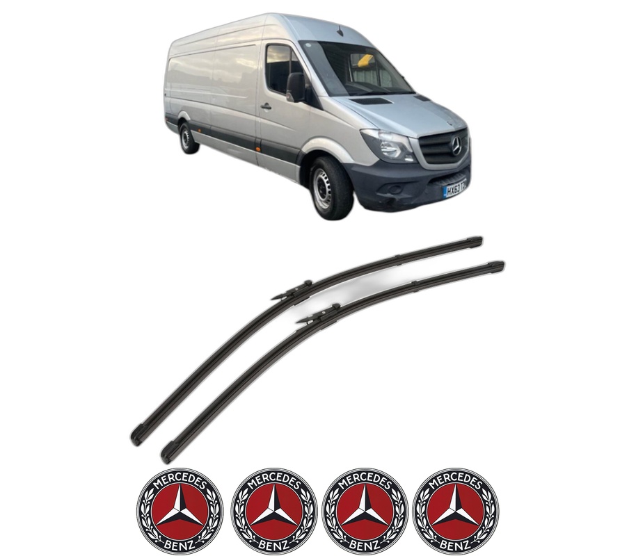Set stergatoare auto MERCEDES-BENZ SPRINTER CLASSIC 3,5-t Van (B909) din 2013-2017, pentru parbriz auto, 2 bucati, Valeo Silencio Xtrm, din cauciuc siliconat rezistent, 4 Stickere Auto MERCEDES-BENZ