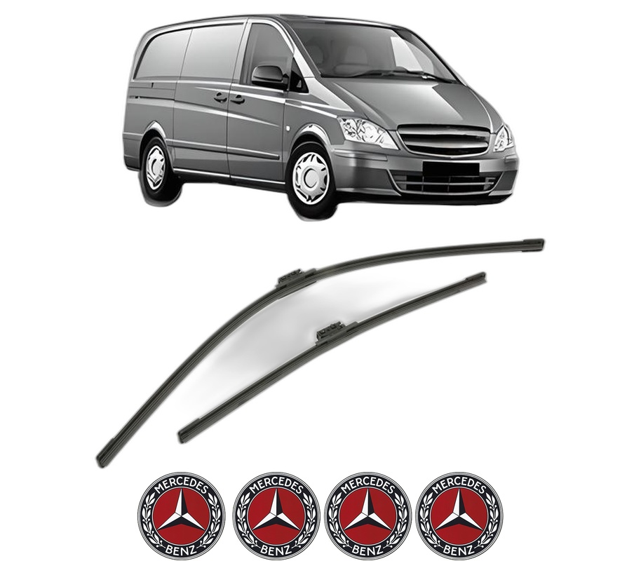 Set stergatoare auto MERCEDES-BENZ VITO Van (W447) din 2014-2021, pentru parbriz auto, 2 bucati, Bosch Aerotwin, din cauciuc siliconat rezistent, 4 Stickere Auto MERCEDES-BENZ