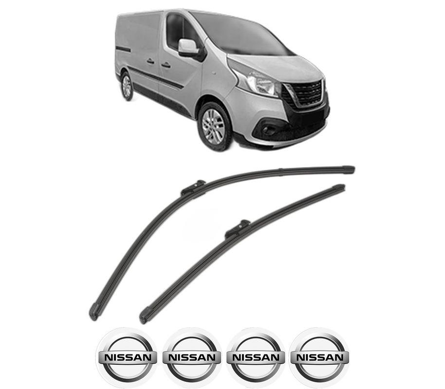 Set stergatoare auto NISSAN NV300 Van (X82) din 2016-2021, pentru parbriz auto, 2 bucati, Valeo Silencio Xtrm, din cauciuc siliconat rezistent, 4 Stickere Auto NISSAN