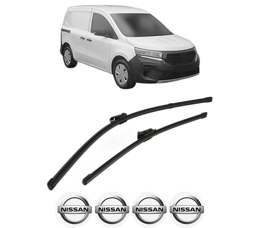 Set stergatoare auto NISSAN TOWNSTAR MPV (XFK) din 2021-2022, pentru parbriz auto, 2 bucati, Valeo Silencio, din cauciuc siliconat rezistent, 4 Stickere Auto NISSAN