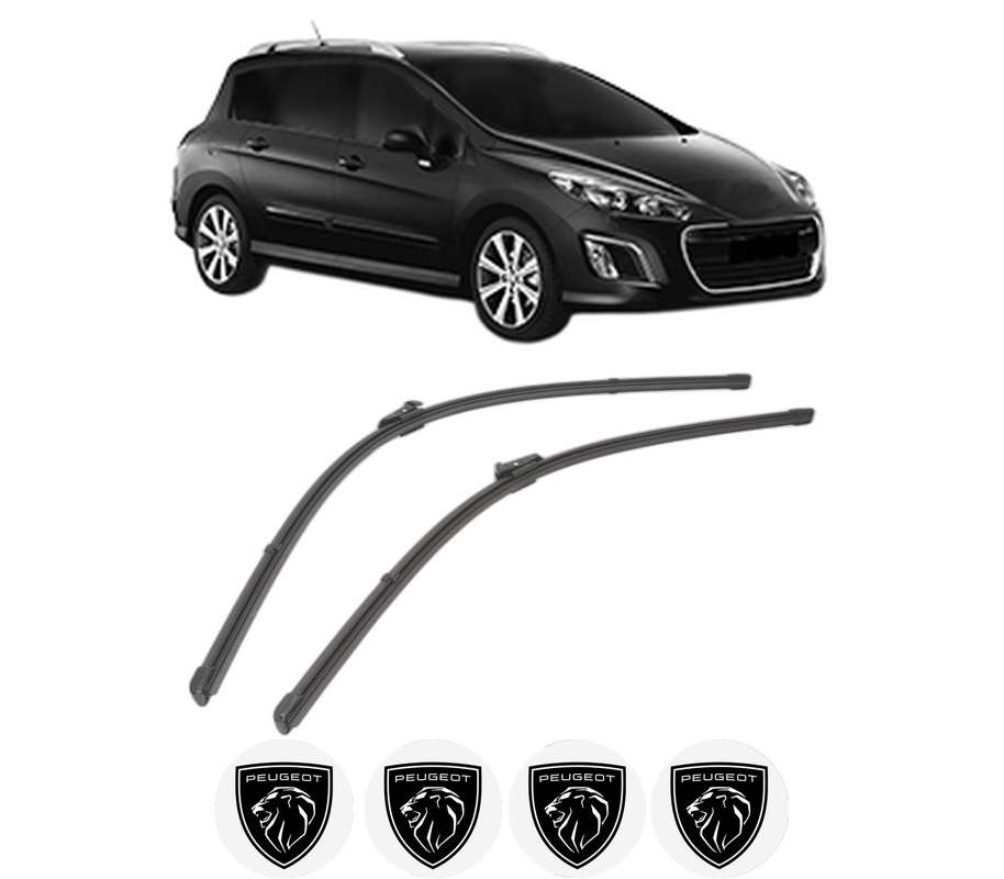 Set stergatoare auto PEUGEOT 308 SW I Estate Van (4E_) din 2008-2012, pentru parbriz auto, 2 bucati, Valeo Silencio Xtrm, din cauciuc siliconat rezistent, 4 Stickere Auto PEUGEOT
